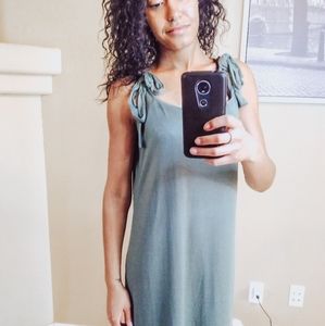 Divided H&M Green Shoulder Maxi Tie Dress
